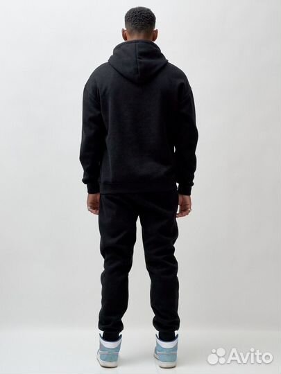 Спортивный костюм мужской демисезонный на флисе черного цвета 332Ch