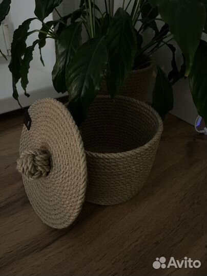 Корзинка для хранения из джута ручной работы