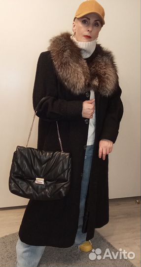 Пальто с мехом из песца винтажное