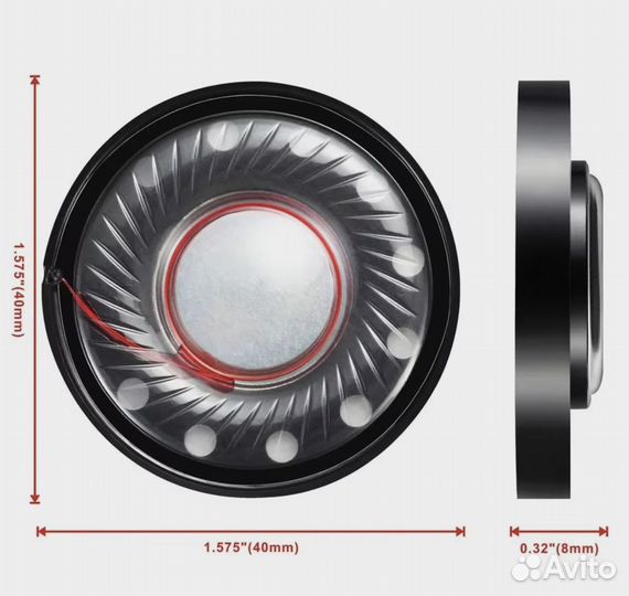 Динамик для наушников 40мм 32 ом