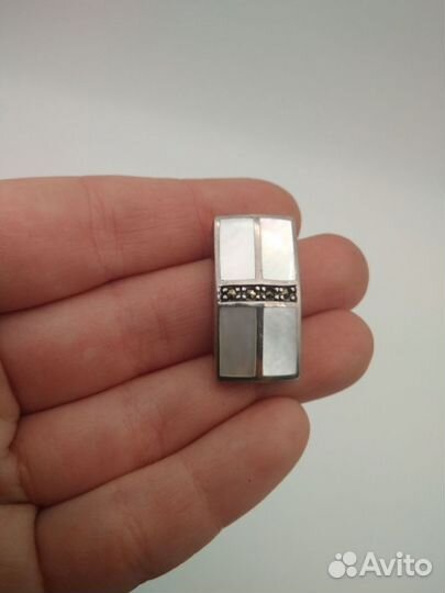 Подвес перламутр марказиты серебро 925 Стерлинг п