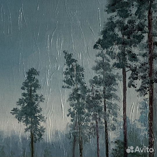 Картина маслом лесной пейзаж