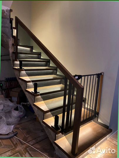 Отделка бетонной лестницы деревом