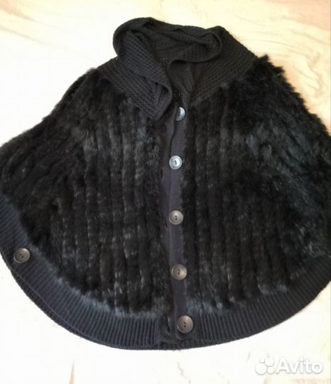 Пончо с натуральным мехом