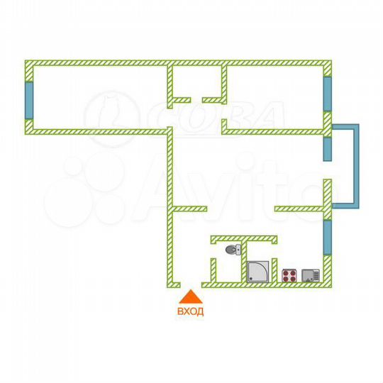 3-к. квартира, 55,8 м², 4/5 эт.