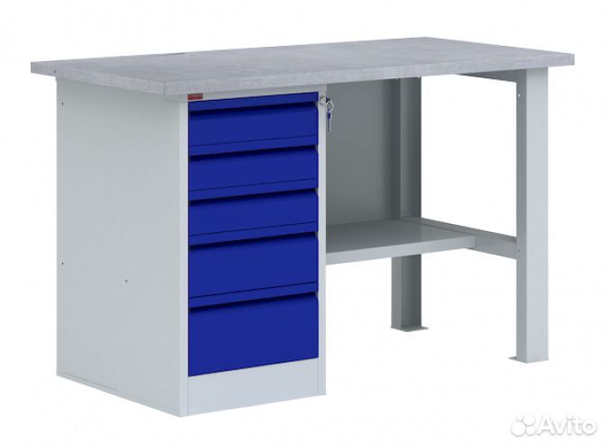 Верстак с тумбой с 5 ящиками 1390 мм пакс вп-3Т