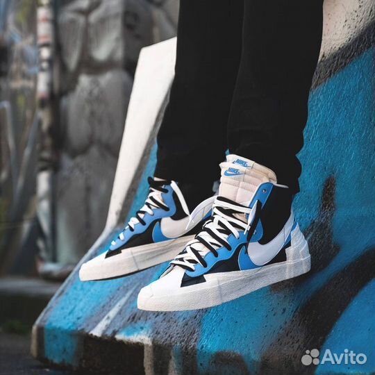 Кроссовки Nike Blazer Mid x Sacai Black Blue