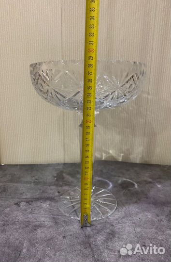 Ваза большая на ножке хрусталь бокал винтаж