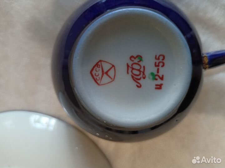 Чайная пара «Кобальт (Колосок)» лфз