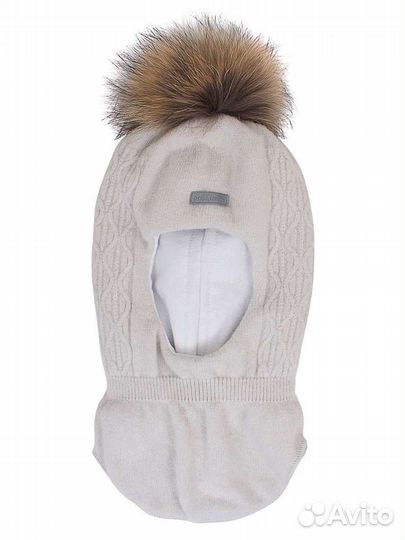 Шапка шлем розовый зимний р.54 натур.помпон