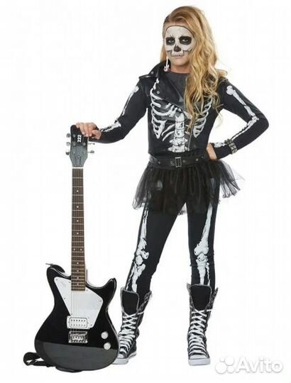 Новогодний костюм скелет-рокерша