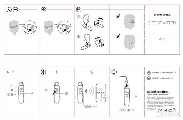 Bluetooth-гарнитура Plantronics fite 15 \ U.S.A
