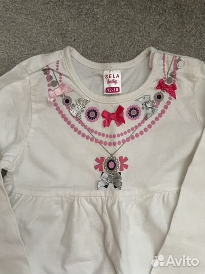 Джинсовый сарафан, юбка, боди, кофта sela 12-18 м