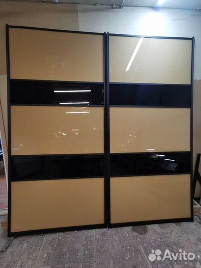 Двери купе коричнево - черные № 4023