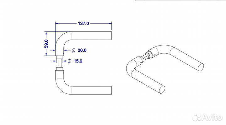 Ручка для замка межкомнатной стеклянной двери