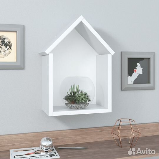 Полка настенная для игрушек Домик пн-8/1