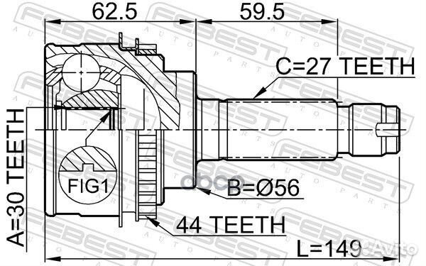 ШРУС наружный 30x56x27 (subaru impreza G11 2000