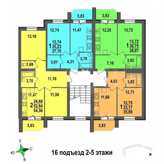 1-к. квартира, 37,2 м², 4/5 эт.