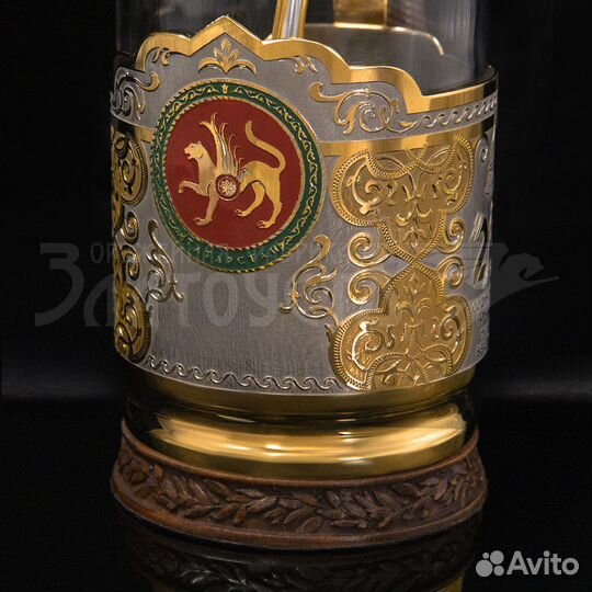 Подстаканник золотой подарочный Татарстан