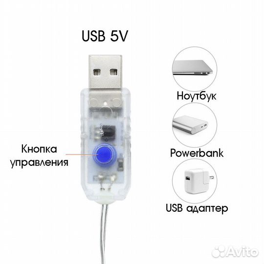 Гирлянда-штора LED Мультицвет (3х3м,300 ламп,USB)