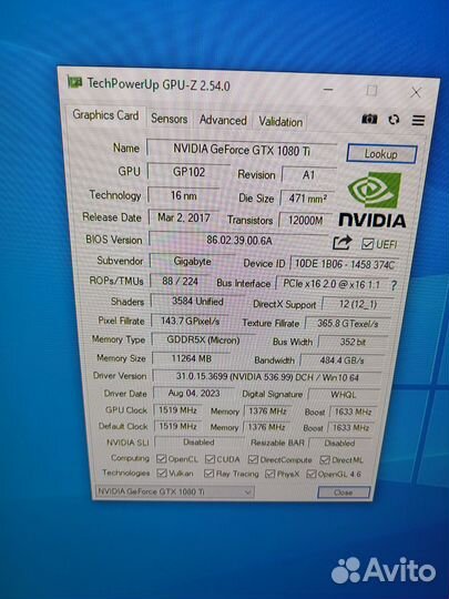 Видеокарта Gigabyte GTX 1080TI 11GB