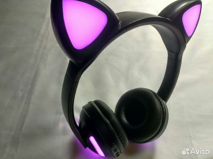 Беспроводные топовые наушник с ушами RGB подсветка
