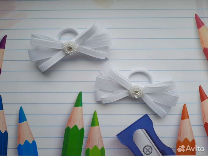 Белые банты для волос