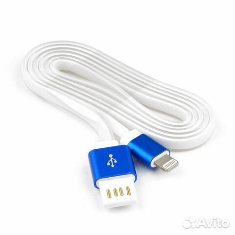 USB кабель для iPhone iPad плоский силикон 1 м