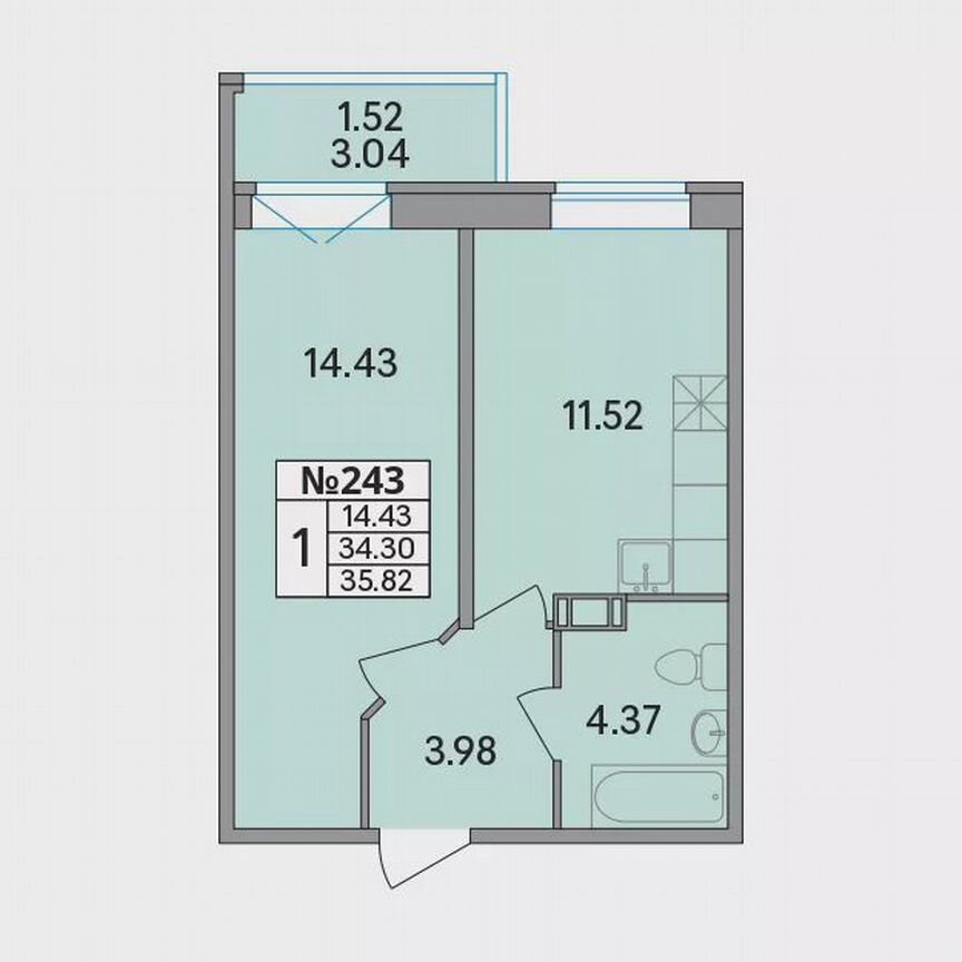 1-к. квартира, 35,8 м², 8/8 эт.