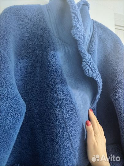 Шуба натуральная синий цвет