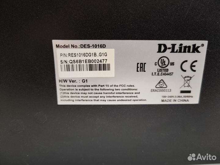 Switch d-link des-1016d