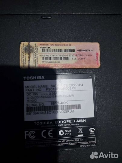 Ноутбук toshiba