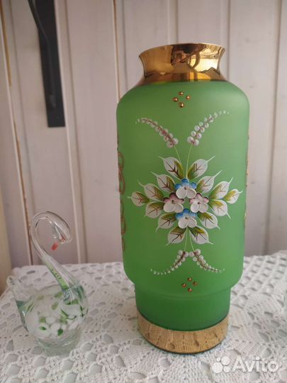 Ваза богемское стекло лепка