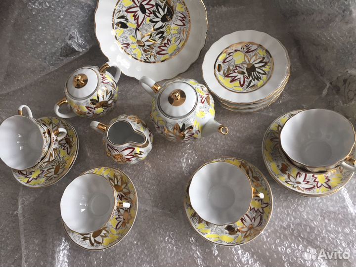 Чайный сервиз «Золотая ромашка»антикварный СССР