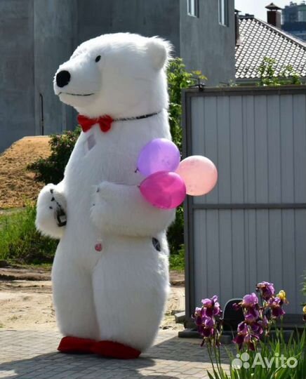 Белый мишка поздравление Ростовая кукла