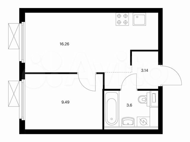 1-к. квартира, 32,5 м², 20/33 эт.