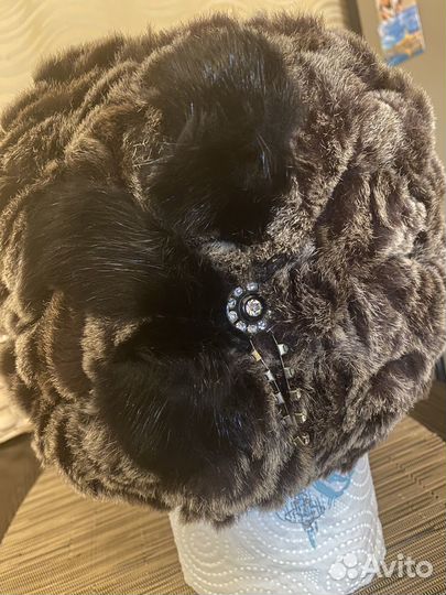 Шапка женская вязаная меховая
