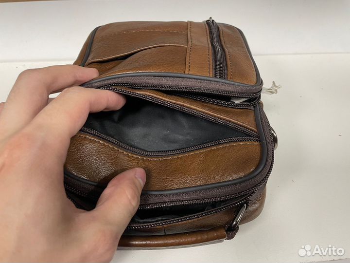 Сумка Барсетка кожаная мужская через плечо