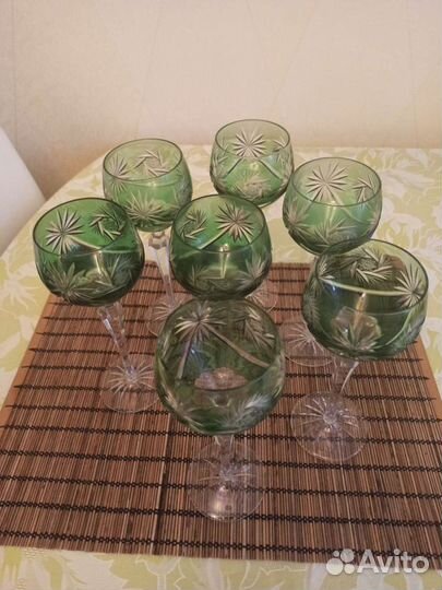 Фужеры цветной хрусталь. Винтаж