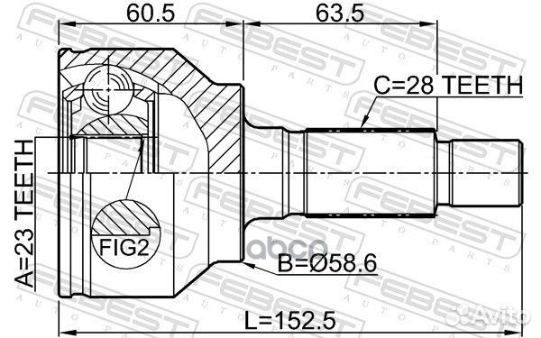 Шрус наружный 23x58.6x28 0510-blat Febest