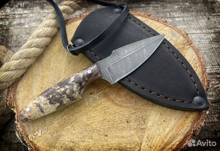 Миниатюрный нож для из стали дамаск