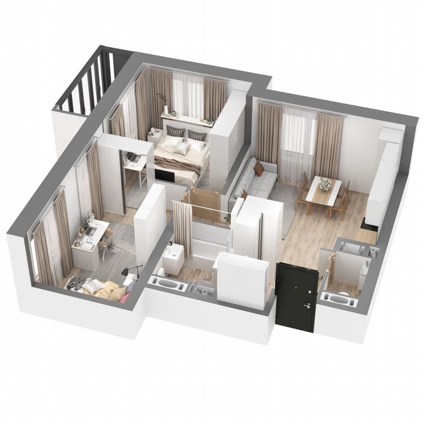 2-к. квартира, 56,2 м², 6/23 эт.