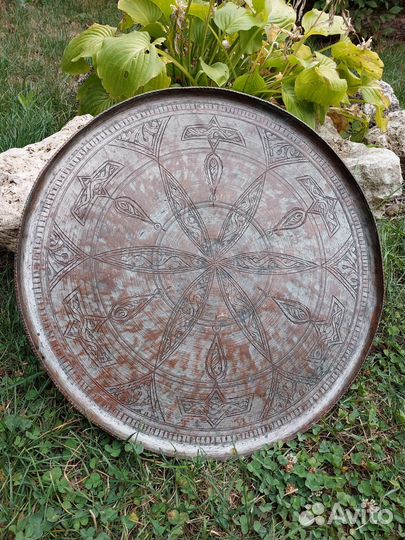 Старинный медный поднос