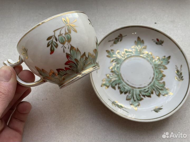 Лфз чайная пара фарфор позолота
