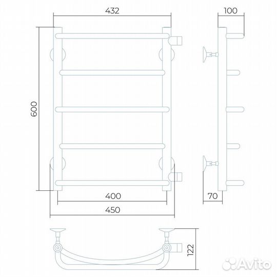 Полотенцесушитель вод. Larusso 4670078534934 Хром