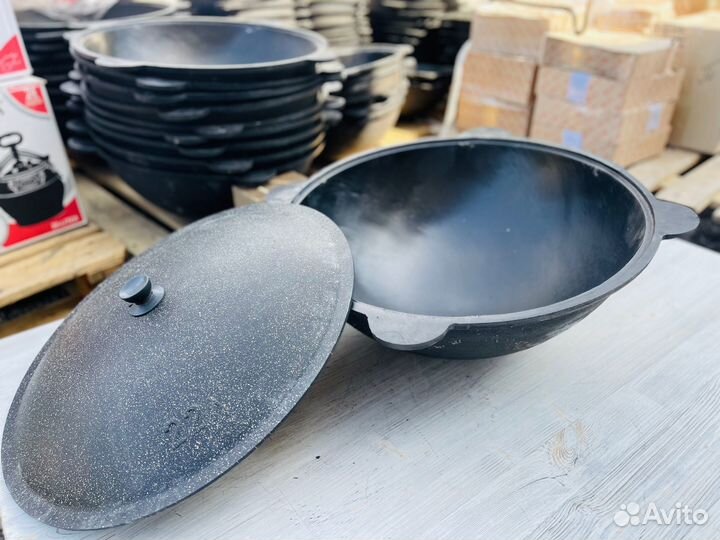 Казан чугунный 22 с крыш/термокр обожженный VIP