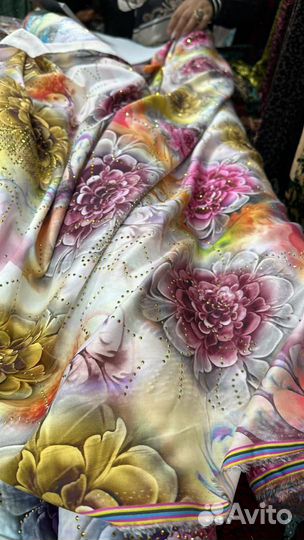 Ткань штапель, доинг со стразами