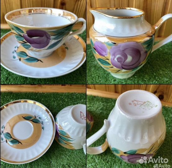 Чайная пара СССР фарфор лфз Дулево Вербилки