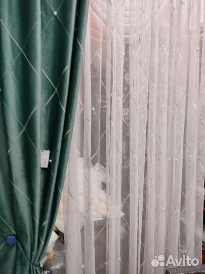 Тюль и шторы бархат с жемчугами