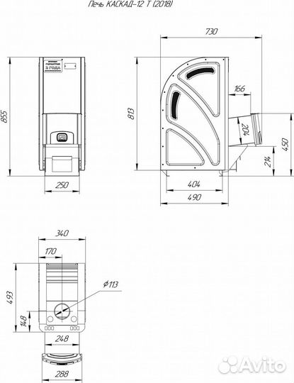 Печь для бани Каскад-12 Т (2018)